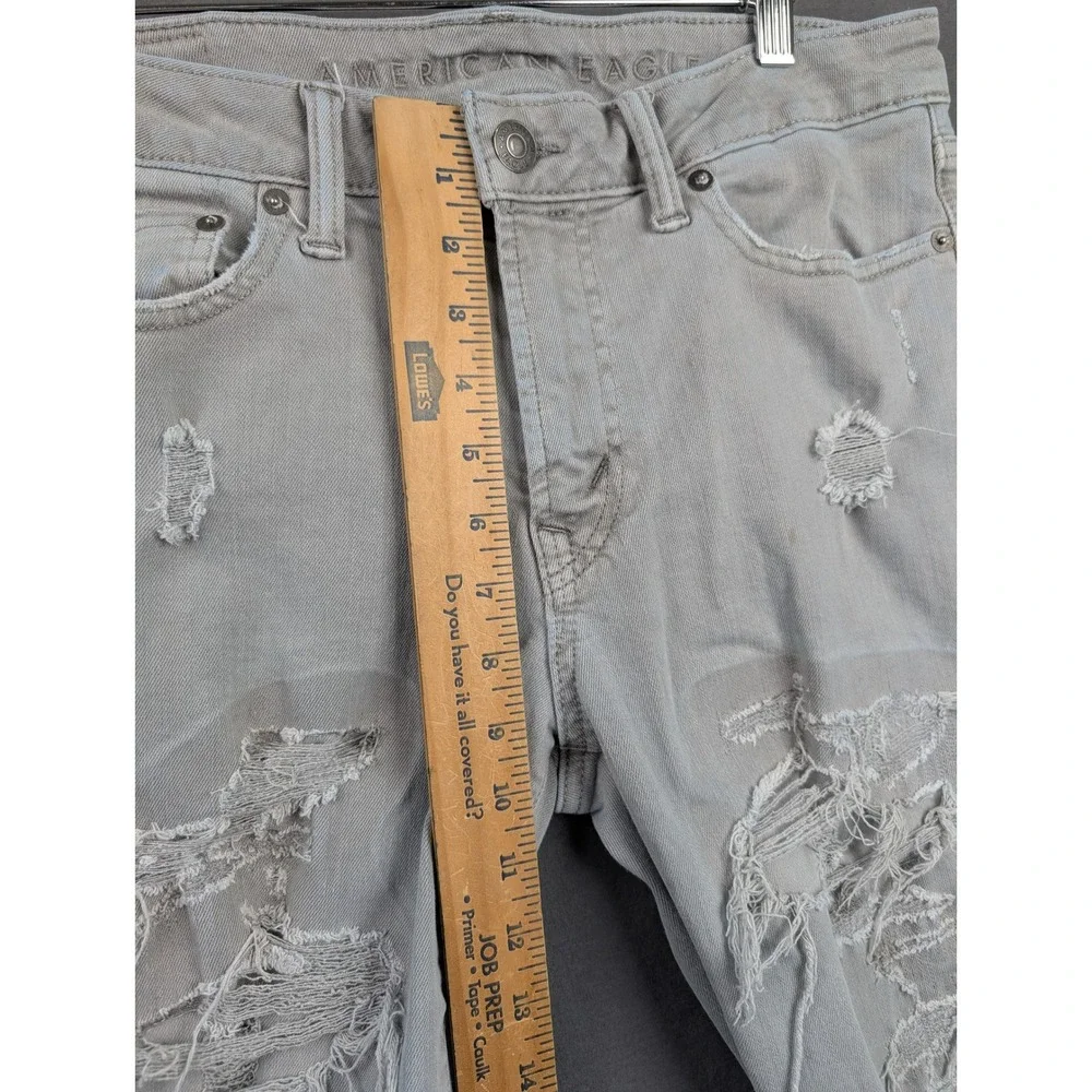 American Eagle Airflex+ Slim Distressed Gray Jeans 31x32‎ Heavy Ripped Stretch
